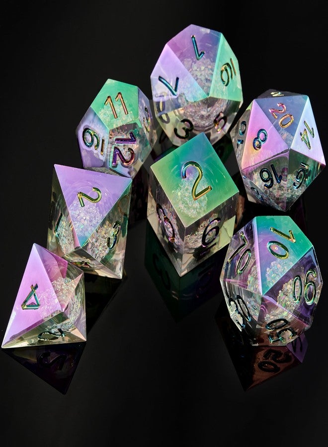 FugaCity DND Dice Set,Liquid Core Handmade Sharp Edge 7 Piece Resin Dice-Dungeons and Dragons Polyhedral Dice Set, D&D Dice Set with Gift Dice Case for RPG MTG Table Games （ - Image 2